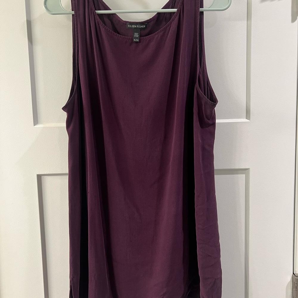 Silk georgette crepe ballet neck long tank - Hi/low